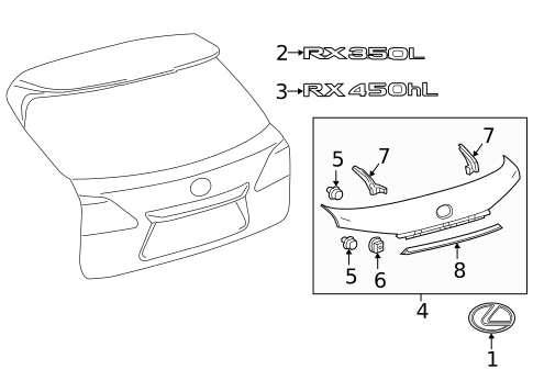 Exterior Trim - Lift Gate for 2018 Lexus RX450hL #0