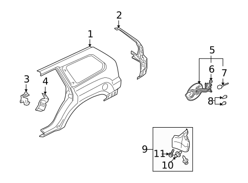 Quarter Panel & Components for 2010 Mitsubishi Endeavor #0