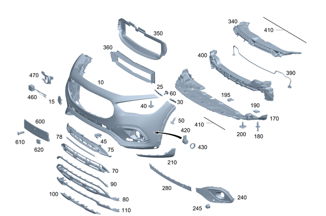 2478804908 - Bumper/Fender/Hood: Trim, Bumper for Mercedes-Benz: GLA250, GLA35 AMG, GLA45 AMG Image image