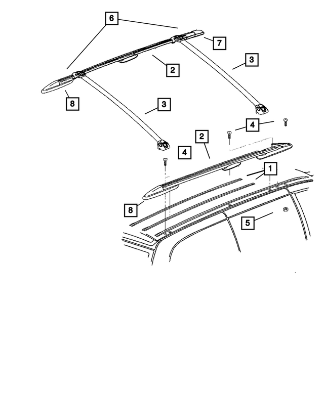 4857258AN - Body Sheet Metal Except Doors: Luggage Rack Side Rail, Right for Mopar Image