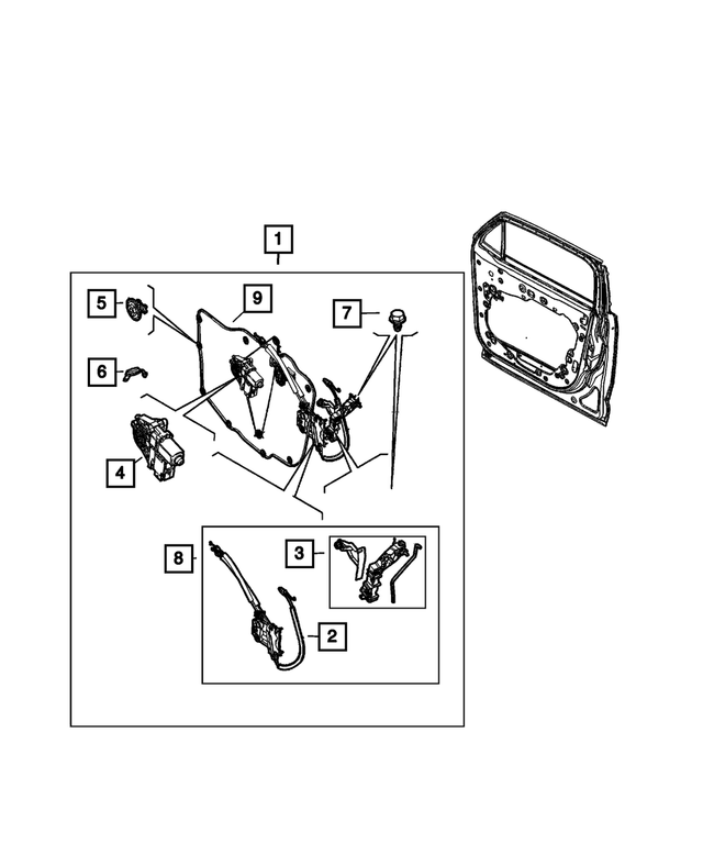 68504305AA - Doors, Door Mirrors and Related Parts: Front Door Module, Left for Mopar Image