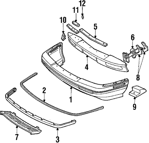 Bumper & Components - Front for 1987 Chevrolet Corsica #0