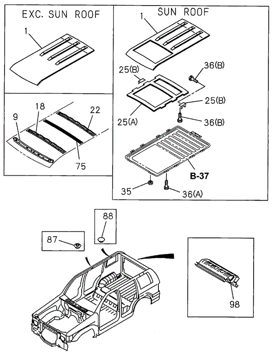 Roof Panel for 1996 Acura SLX #0