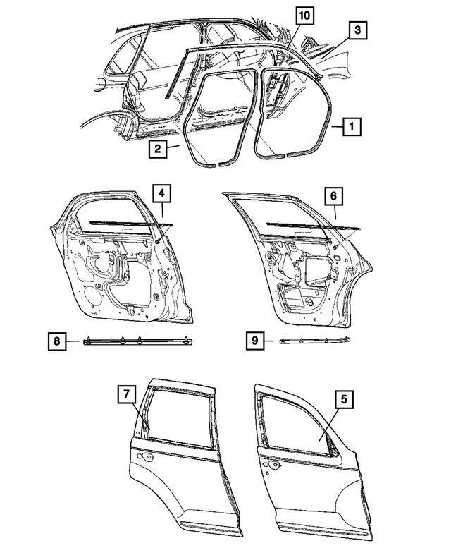 5152098AA - : Door Lower Secondary Weatherstrip, Rear Door for Mopar Image