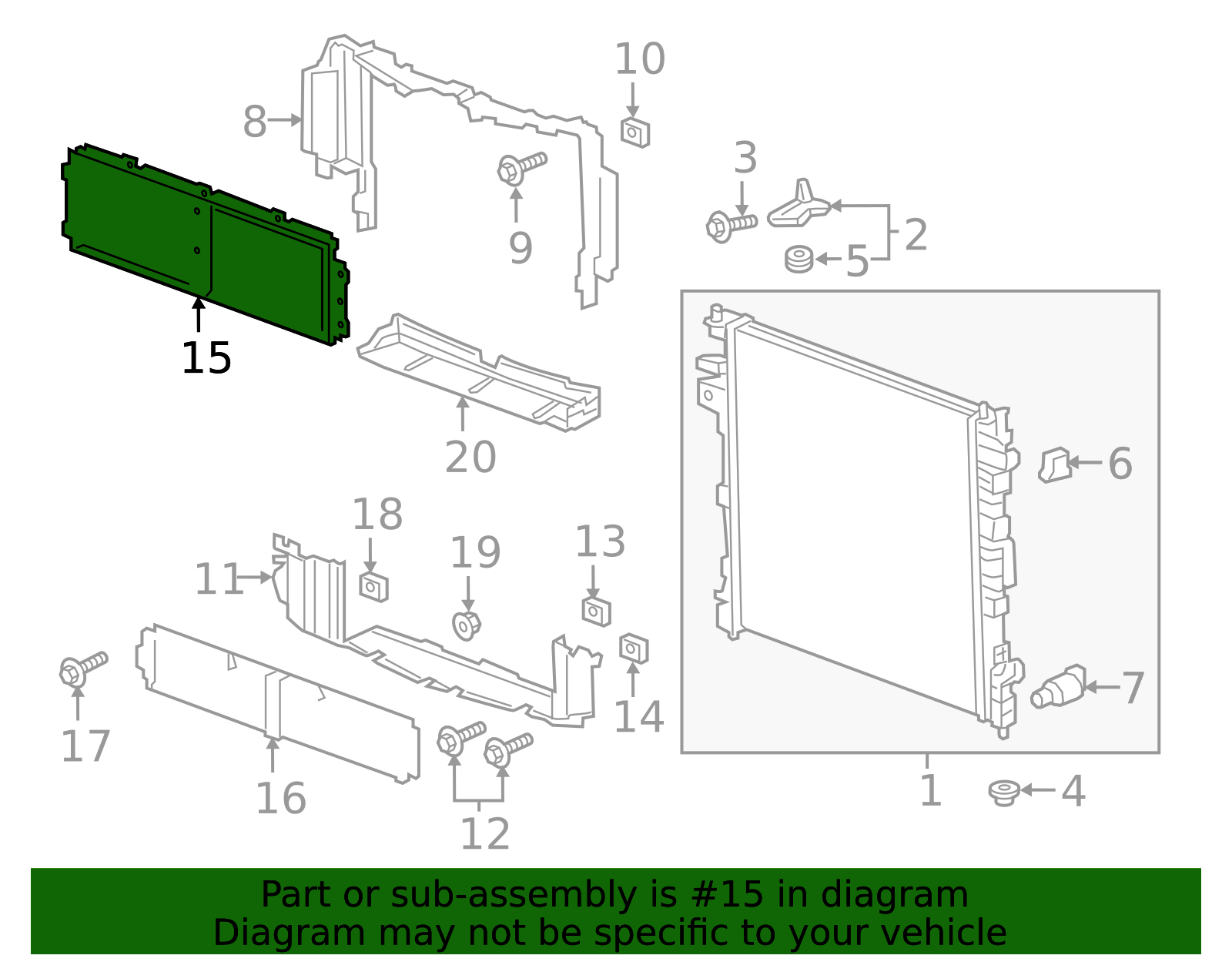 Front Upper Active Grille Shutter For 2018-2019 Chevy Traverse - Labwork LAW161658 (Without Motor, OEM 84646340) - View #2