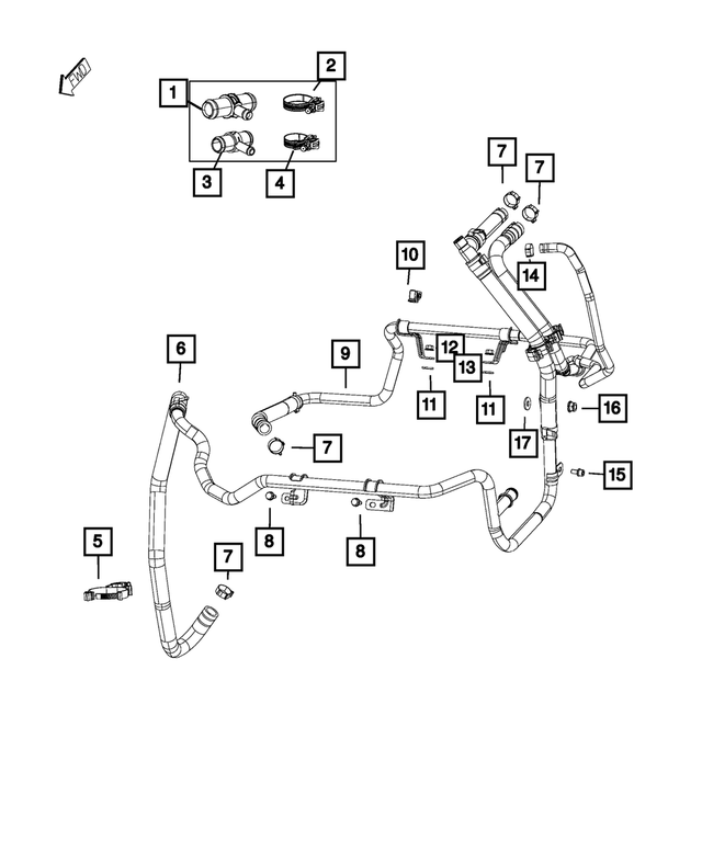 68245455AA - Air Conditioners and Heaters: Heater Hose Connector for Ram: ProMaster 1500, ProMaster 2500, ProMaster 3500 Image