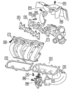 4853697AB - Engine 2.4L Four Cylinder (Turbo): Intake Manifold, Upper for Chrysler: Sebring | Dodge: Stratus Image