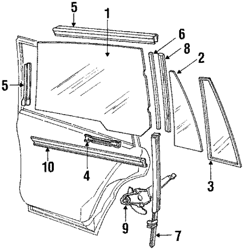 Glass - Rear Door for 1986 Mercury Marquis #0