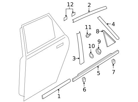 Exterior Trim - Rear Door for 2005 Mazda 3 #0