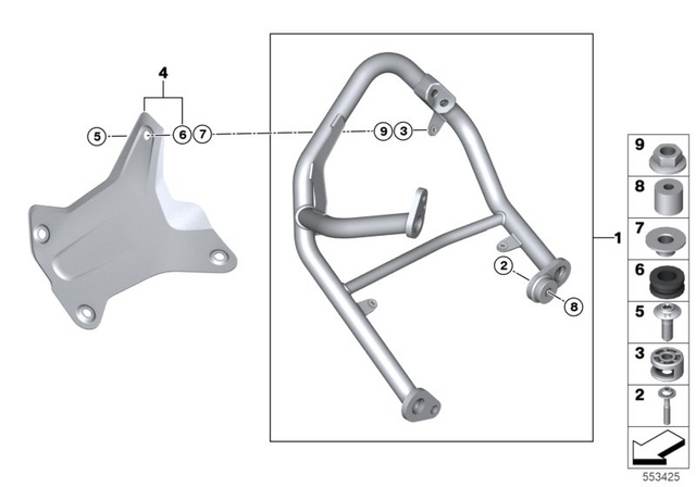 77145B3FDA7 - Engine: Left Engine Protection Bar -  for BMW-Motorrad Image
