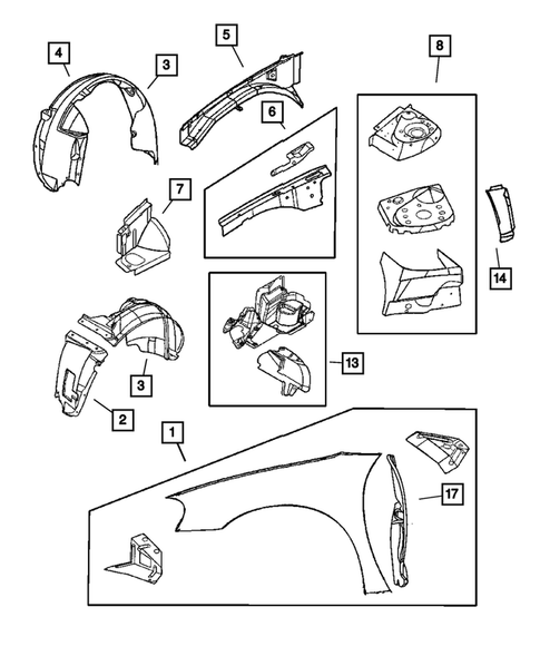 Front Fender for 2004 Chrysler Sebring #0
