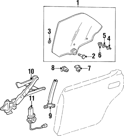 Glass - Rear Door for 1997 Acura TL #0