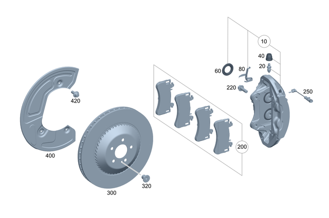 2974214500 - Brake System: Fixed Caliper for Mercedes-Benz: EQE 350 SUV, EQE 350+, EQE 350+ SUV, EQE 500, EQE 500 SUV, EQS 450, EQS 450+, EQS 580, EQS AMG Image image