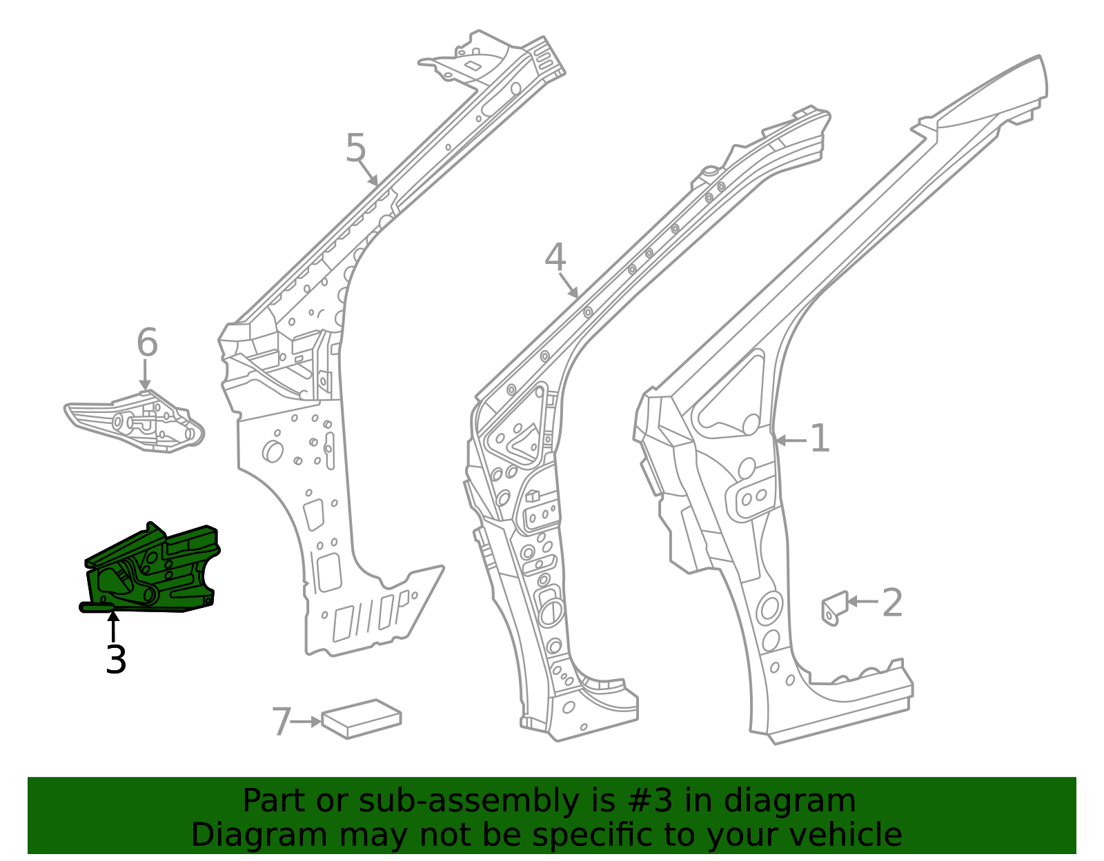 61107-62010 - Body A-Pillar Reinforcement 2016-2020 Toyota Mirai ...