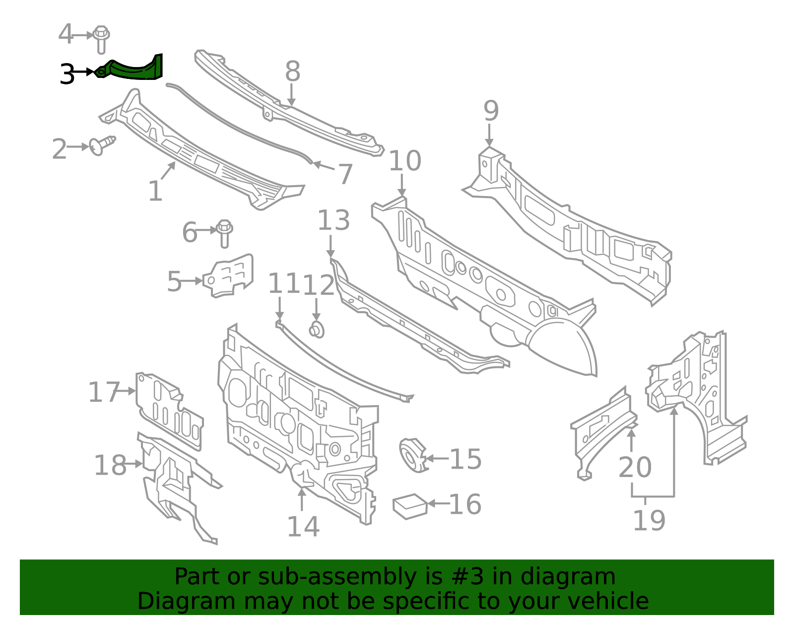 2018-2025 Nissan Cowl Panel Reinforcement 66360-5RB0A | TascaParts.com