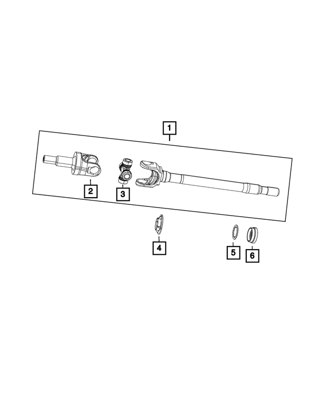 68004081AA - Front Axle; Dana 186 MM; Differential and Drive Line: Axle Shaft, Left for Mopar Image image