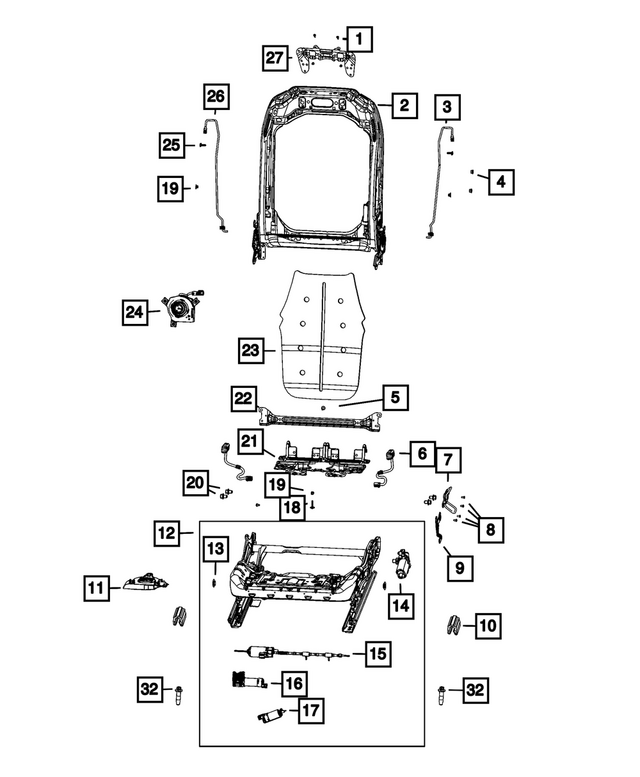 « 68376556AB – Interior Trim : Dossier De Siège Avant Cadre pour Mopar Image »