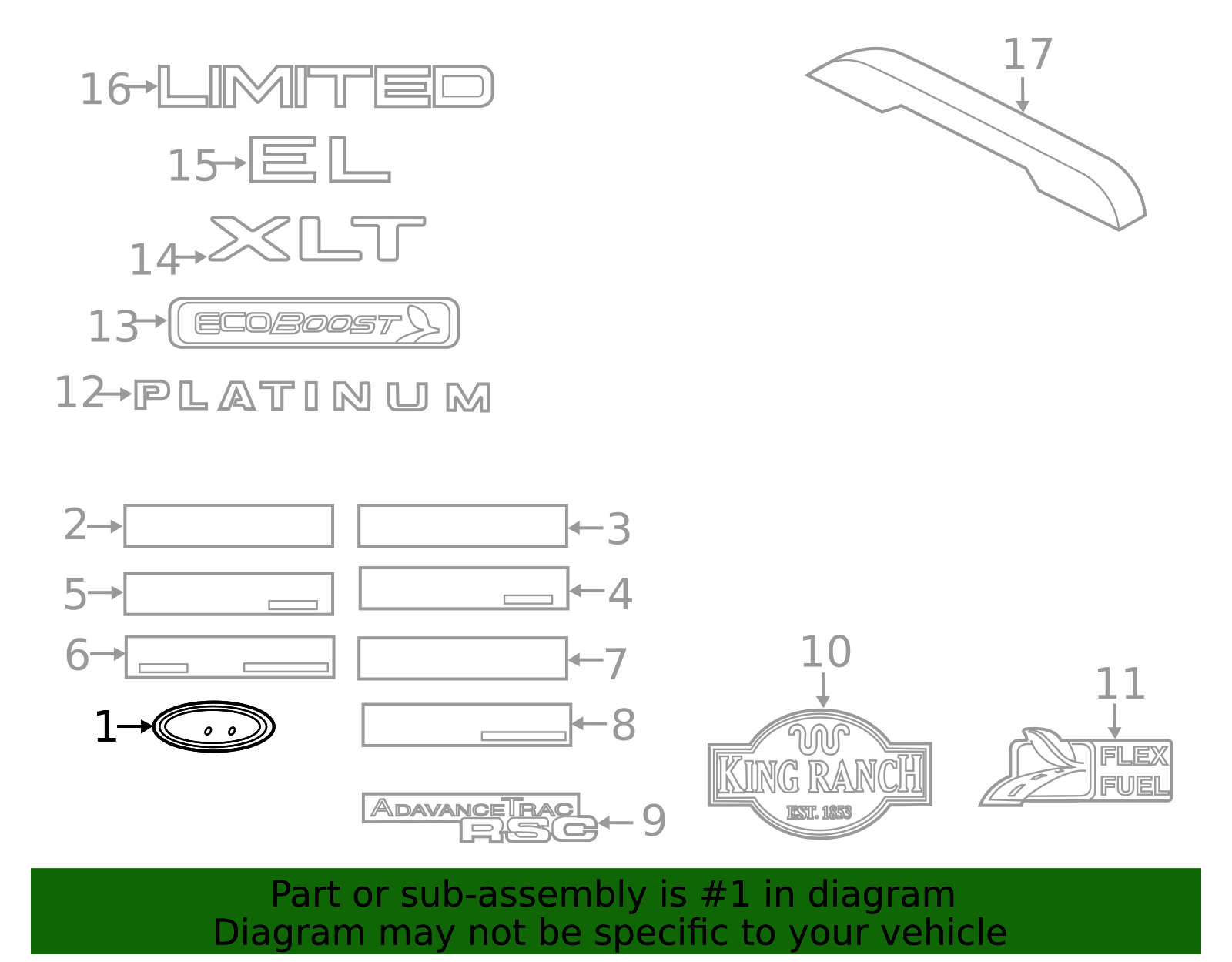 2015-2019 Ford | Emblem | CL3Z-9942528-C | Walls' Ford Parts