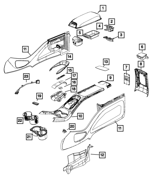 68105656AA - Interior Trim: Armrest Storage Tray for Mopar Image