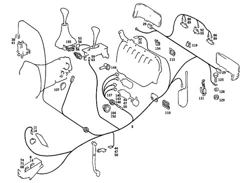 Cable Harnesses Used for Tail Lamps, Fuel Pump, and Transmission for 1986 Mercedes-Benz 190E #0