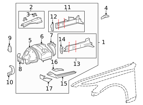 Structural Components & Rails for 2012 Lexus LS460 #0