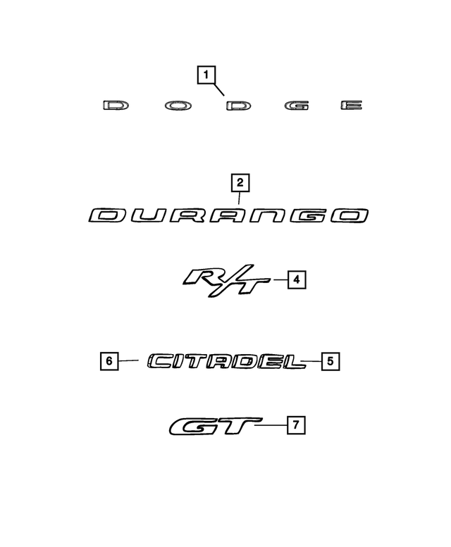 55112962AA - Exterior Ornamentation: Nameplate for Mopar Image image