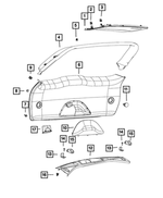 5VP20LU5AA - Interior Trim: Rear Header Molding for Jeep: Grand Cherokee Image