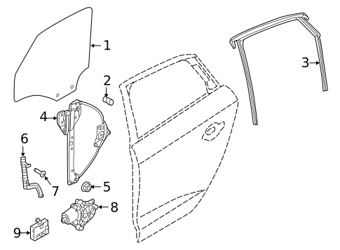 Glass - Rear Door for 2017 Audi A3 Quattro #0