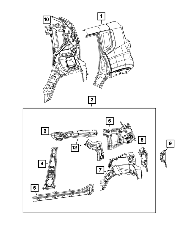 68440106AA - Body Sheet Metal Except Doors: Taillamp Mounting Panel, Left for Jeep: Renegade Image