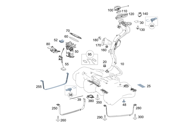 2134701602 - Fuel System: Fuel Tank for Mercedes-Benz: AMG GT 43, AMG GT 53, AMG GT 63, AMG GT 63 S, AMG GT 63 S E Performance, CLS53 AMG, E43 AMG, E53 AMG, E63 AMG S Image image