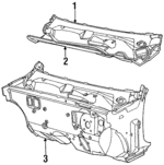 4371428 - Body: Cowl Top Panel for Chrysler: E Class, Executive Limousine, Executive Sedan, LeBaron, New Yorker, Town &amp; Country | Dodge: 600, Aries Image