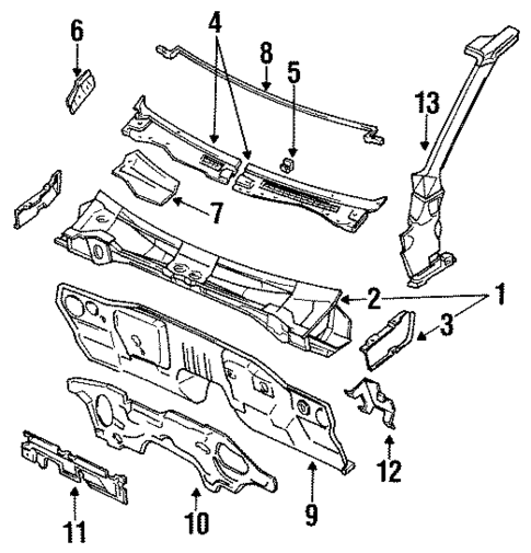 Cowl Panels for 1990 INFINITI Q45 #0