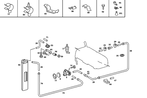 Closed Fuel-Evaporation-Control System for 1985 Mercedes-Benz 380SL #0