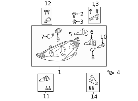 Headlamp Components for 2008 Toyota Sienna #1