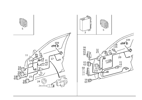 Door Cable Harnesses & Protective Hoses for 1997 Mercedes-Benz C280 #1