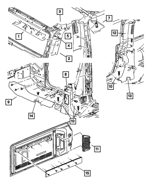Panels-Moldings-Scuff Plates, Pillar, Cowl, 1/4 Panel Trim and Cargo Covers for 2008 Jeep Wrangler #0