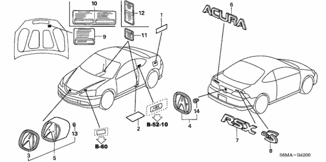 Emblems - Caution Labels for 2006 Acura RSX #0
