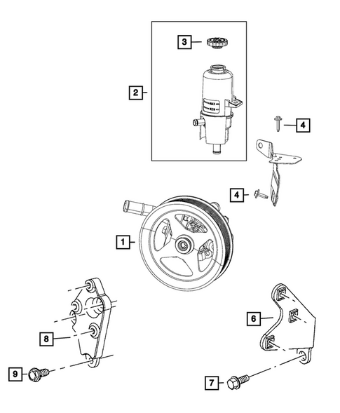 Power Steering Pump and Reservoir for 2018 Ram 3500 #1
