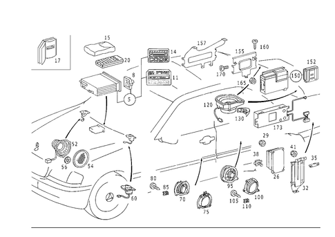 Radio Set, Remote Control, Amplifier, CD-Player, Loudspeaker for 1999 Mercedes-Benz C43 AMG #0