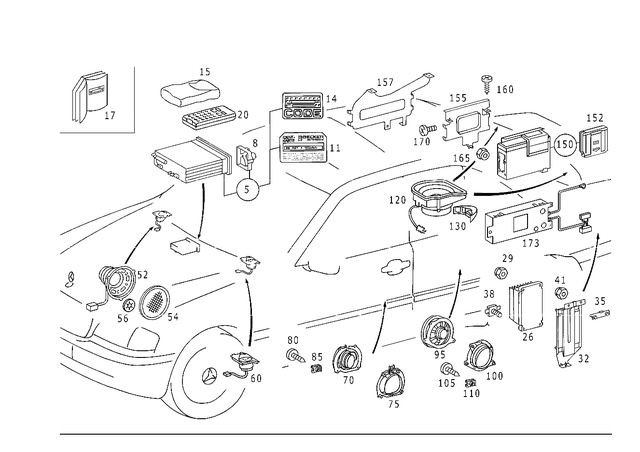 38206286 - Electrical System: Radio for Mercedes-Benz: C220, C230, C280, C43 AMG, E420, E430 Image image