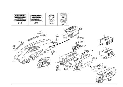 Instrument Panel and Gloves Compartment Box with Passenger Air Bag for 2002 Mercedes-Benz C 320 #0