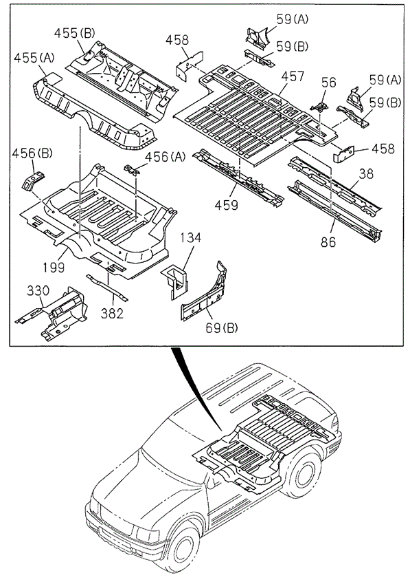 Floor Panel (RR.) for 2000 Honda Passport #0