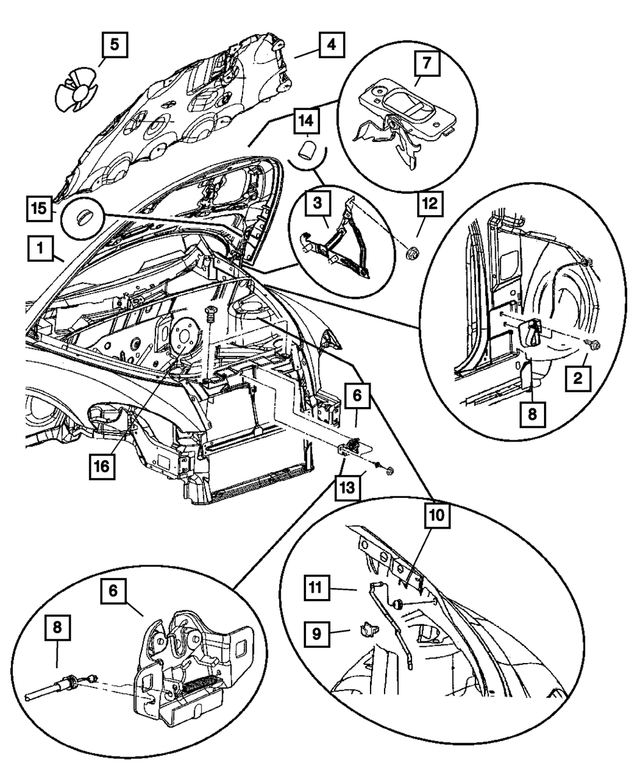 « 4724540AC – Body Sheet Metal Except Doors : Capot Charniere, Côté Droit pour Mopar Image »