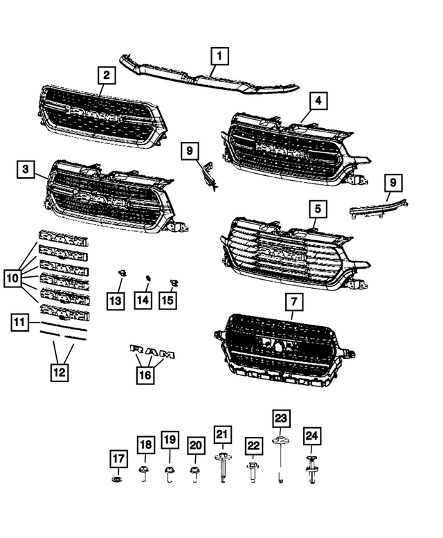 68404850AA - Exterior Ornamentation: Radiator Grille for Mopar Image image