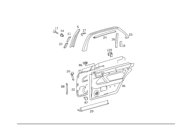 1406901687 - Doors: Ornamental Cover for Mercedes-Benz: 300SD, 400SE, 400SEL, 500SEL, 600SEL, S420 Image image