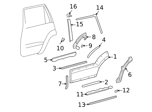 Exterior Trim - Rear Door for 2006 Lexus GX470 #0