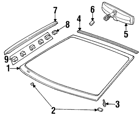 Glass - Windshield for 1999 Mercury Cougar #0