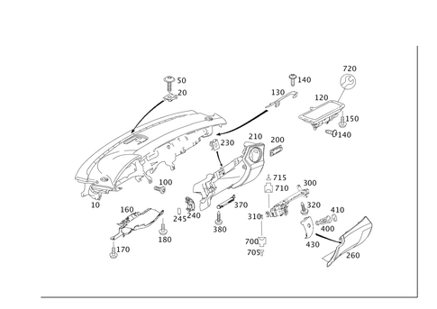 Instrument Panel and Gloves Compartment Box with Passenger Air Bag for 2008 Mercedes-Benz CLS550 #0