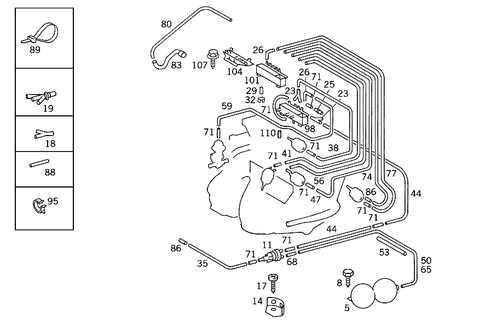 Vacuum Parts Used W/Air Conditioning Automatics for 1986 Mercedes-Benz 190E #0