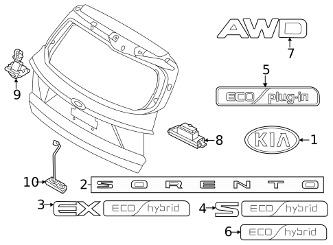 Exterior Trim - Lift Gate for 2022 Kia Sorento #0